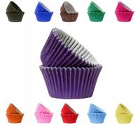 LarryRoo Vibrant, Colourful Baking Cupcake Cases, Greaseproof Paper Baking Cups 50mm Cup Cake Muffin Cases (150, Purple)