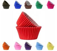 LarryRoo Vibrant, Colourful Baking Cupcake Cases, Greaseproof Paper Baking Cups 50mm Cup Cake Muffin Cases (25, Red)