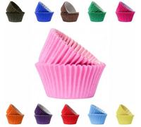 LarryRoo Vibrant, Colourful Baking Cupcake Cases, Greaseproof Paper Baking Cups 50mm Cup Cake Muffin Cases (25, Pink)