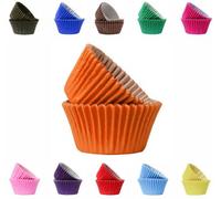 LarryRoo Vibrant, Colourful Baking Cupcake Cases, Greaseproof Paper Baking Cups 50mm Cup Cake Muffin Cases (100, Orange)