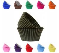 LarryRoo Vibrant, Colourful Baking Cupcake Cases, Greaseproof Paper Baking Cups 50mm Cup Cake Muffin Cases (75, Black)