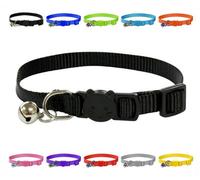LarryRoo Vibrant Soft Nylon Kitten/cat Collar With Bell And Safety Release Buckle (Black)