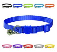LarryRoo Vibrant Soft Nylon Kitten/cat Collar With Bell And Safety Release Buckle (Blue)