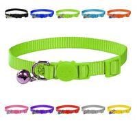 LarryRoo Vibrant Soft Nylon Kitten/cat Collar With Bell And Safety Release Buckle (Green)