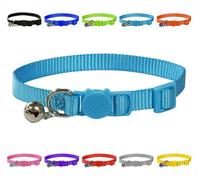 LarryRoo Vibrant Soft Nylon Kitten/cat Collar With Bell And Safety Release Buckle (Light Blue)