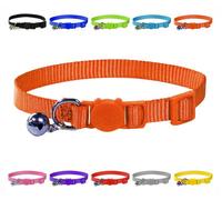 LarryRoo Vibrant Soft Nylon Kitten/cat Collar With Bell And Safety Release Buckle (Orange)