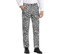 Lars Amadeus Men's Animal Printed Pants Flat Front Party Prom Dress Pants Zebra Print 30