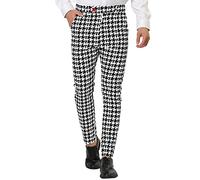Lars Amadeus Men's Casual Geometric Printed Color Block Flat Front Dress Pants Black White 34