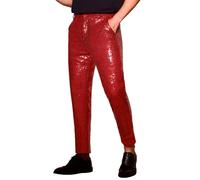 Lars Amadeus Men's Glitter Shiny Pants Casual 70s Tapered Fit Club | Sequin material with straight leg, Shiny style makes you stand out Nightclub, Halloween ready Hand wash only