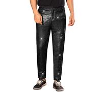 Lars Amadeus Men's Glitter Shiny Pants Casual 70s Tapered Fit Club | Sequin material with straight leg, Shiny style makes you stand out Nightclub, Halloween ready Hand wash only
