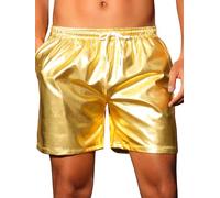Lars Amadeus Men's Holographic Shorts Shiny Drawstring Waist with Pocket
