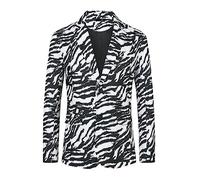 Lars Amadeus Men's Party Animal Leopard Print Blazer Notched Lapel Lightweight Sport Coat Suit Jacket Black White XXL