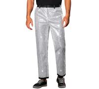 Lars Amadeus Men's Sequin Pants Shiny Straight Leg Party Silver