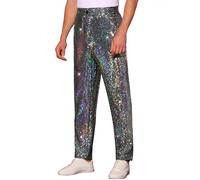 Lars Amadeus Men's Sequins Pants Sparkly Straight Leg Disco Party | Great for prom, disco, music festivalNightlife concertsRetro styleAll season soft material
