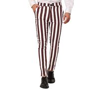 Lars Amadeus Men's Striped Pants Casual Skinny Fit Color Block Pencil Dress Trousers Brown White 34