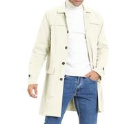Lars Amadeus Men's Trench Coat Single Breasted Button Down Jacket Long Overcoat, White, XXL