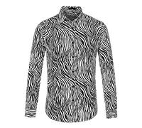 Lars Amadeus Men's Vintage Leopard Print Button Down Long Sleeve Cotton Casual Shirt Black and White XXL