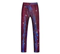 Lars Amadeus Shiny Pants for Men's Disco Party Dance Sparkle Glitter Slacks Trouser Purple 32