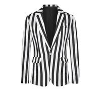 Lars Amadeus Striped Blazers for Men's One Button Business Stripes Patterned Sports Coats Black White XXL