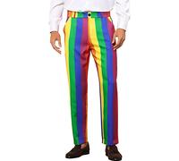 Lars Amadeus Striped Dress Pants for Men's Regular Fit Flat Front Color Block Rainbow Stripe Trousers Rainbow 30