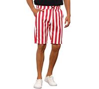 Lars Amadeus Striped Shorts for Men's Regular Fit Casual Summer Dress Chino Shorts Red White 34