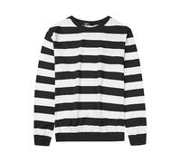 Lars Amadeus Striped Sweatshirt for Men's Crew Neck Long Sleeves Pullover Color Block Sweatshirts Black White XXL