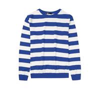Lars Amadeus Striped Sweatshirt for Men's Crew Neck Long Sleeves Pullover Color Block Sweatshirts Blue White XXL