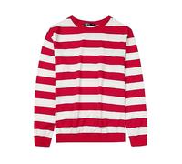 Lars Amadeus Striped Sweatshirt for Men's Crew Neck Long Sleeves Pullover Color Block Sweatshirts Red White XXL