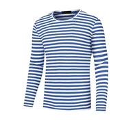 Lars Amadeus Striped T-Shirt for Men's Casual Crew Neck Long Sleeves Basic Pullover Tee Tops Blue White XXL