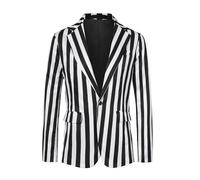 Lars Amadeus Stripes Blazers for Men's Slim Fit Single Breasted Business Color Block Sports Coat White XXL