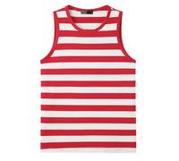 Lars Amadeus Stripes Tank Top for Men's Striped Sleeveless T-Shirt Crew Neck Casual Vest Red White XXL