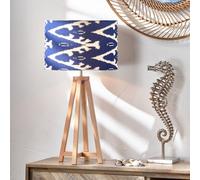 Ruma Navy Blue Ikat Patterned Cylinder Lampshade for Table Lamps | Size: 16 inches Ruma Blue 16 inches