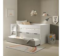 Lars Low Cabin Bed with Trundle and Storage Drawers Flair White Single