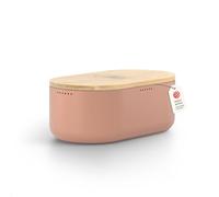 LARS NYSØM Bread Box I Metal bread box for long lasting freshness I Baked goods Bin with bamboo lid usable as cutting board I 35x19.5x13.5cm (Blush Rose)