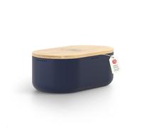LARS NYSØM Bread Box I Metal bread box for long lasting freshness I Baked goods Bin with bamboo lid usable as cutting board I 35x19.5x13.5cm (Midnight Blue)