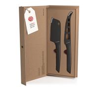 LARS NYSØM Cheese Knife Set - 2 pcs. - Made of Stainless Steel I 2 Knives in Premium Gift Box for Hard and Soft Cheese I Perfect as Birthday Gift (Carbon Black)