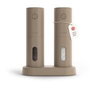 LARS NYSØM Electric Salt and Pepper Grinder Set, USB Rechargeable, Automatic Salt and Pepper Mills, Spice Shakers Refillable with LED Light, Adjustable Coarseness, Ceramic Grinder (Taupe Brown)