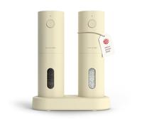 LARS NYSØM Electric Salt and Pepper Grinder Set, USB Rechargeable, Automatic Salt and Pepper Mills, Spice Shakers Refillable with LED Light, Adjustable Coarseness, Ceramic Grinder (Almond Beige)