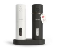 LARS NYSØM Electric Salt and Pepper Grinder Set, USB Rechargeable, Automatic Salt and Pepper Mills, Spice Shakers Refillable with LED Light, Adjustable Coarseness, Ceramic Grinder (Black/White)