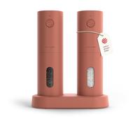 LARS NYSØM Electric Salt and Pepper Grinder Set, USB Rechargeable, Automatic Salt and Pepper Mills, Spice Shakers Refillable with LED Light, Adjustable Coarseness, Ceramic Grinder (Brick Red)