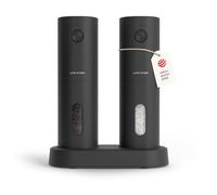 LARS NYSØM Electric Salt and Pepper Grinder Set, USB Rechargeable, Automatic Salt and Pepper Mills, Spice Shakers Refillable with LED Light, Adjustable Coarseness, Ceramic Grinder (Carbon Black)
