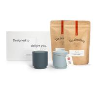 LARS NYSØM Gift Set with Salt and Pepper Shaker & Spices - Mini Designer Salt Shaker & Pepper Shaker with The Finest Alpine Salt and Brazil Pepper in an Attractive Gift Box (Blue)