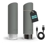 LARS NYSØM Gravity Grinder - Electric Salt & Pepper Grinder Set - USB-C Rechargeable Automatic Spice Grinder, Adjustable Coarseness, One-Handed Operation for Kitchen (Ash Gray)