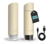 LARS NYSØM Gravity Grinder - Electric Salt & Pepper Grinder Set - USB-C Rechargeable Automatic Spice Grinder, Adjustable Coarseness, One-Handed Operation for Kitchen (Almond Beige)