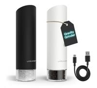 LARS NYSØM Gravity Grinder - Electric Salt & Pepper Grinder Set - USB-C Rechargeable Automatic Spice Grinder, Adjustable Coarseness, One-Handed Operation for Kitchen (Black/White)