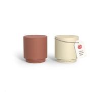 LARS NYSØM Mini Salt and Pepper Shakers Set | Stainless Steel Salt and Pepper Shakers with Modern Minimalist Design, Easy Refill, Small Size (Red/Beige)