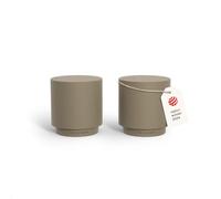 LARS NYSØM Mini Salt and Pepper Shakers Set | Stainless Steel Salt and Pepper Shakers with Modern Minimalist Design, Easy Refill, Small Size (Taupe Brown)