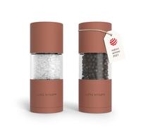 LARS NYSØM Salt and Pepper Grinder Set, Manual Salt and Pepper Mills with Adjustable Ceramic Grinder, Design Spice Shaker Set (Brick Red)