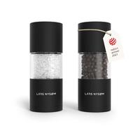 LARS NYSØM Salt and Pepper Grinder Set, Manual Salt and Pepper Mills with Adjustable Ceramic Grinder, Design Spice Shaker Set (Carbon Black)