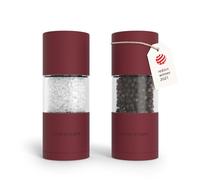 LARS NYSØM Salt and Pepper Grinder Set, Manual Salt and Pepper Mills with Adjustable Ceramic Grinder, Design Spice Shaker Set (Berry Red)